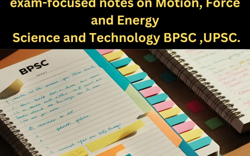 exam-focused notes on “Motion, Force and Energy” from the Science and Technology syllabus of BPSC and UPSC.